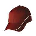 Maroon ripstop cap with white contrast piping detail along panels and peak