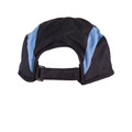 Navy and sky blue polyester cap with contrast side panels and adjustable back strap