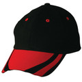 Black cotton cap with bright red contrast peak and matching red eyelets