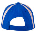 Royal blue baseball cap with white and pink contrast stripes and adjustable back closure