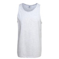 Light grey marle cotton singlet with rounded neckline and wide shoulder straps