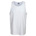 White cotton sleeveless singlet with crew neckline and relaxed fit