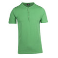 Emerald Green JAKE Men's Slim Fit Henley T-Shirt, a comfortable cotton short-sleeve tee with a button placket at the neck, ideal for men's casual layering or stylish wear.