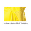 Hi-vis yellow cotton twill shirt showing underarm mesh ventilation panel detail