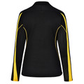 Black Gold Merit ladies long-sleeve TrueDry contrast polo shirt, featuring moisture-wicking, anti-bacterial properties, and UV protection for women's sports and team uniforms.