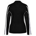Black White Merit ladies long-sleeve TrueDry contrast polo shirt, featuring moisture-wicking, anti-bacterial properties, and UV protection for women's sports and team uniforms.