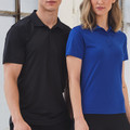Black and royal blue polo shirts with self-striped texture and classic collar styling