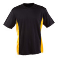 Black CoolDry mesh tee with gold contrast side panels and short sleeves