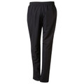 Black kids unisex track pants with elastic waist, side pockets, and zip ankles — rear view packshot