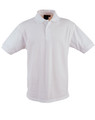White short sleeve polo shirt with classic collar and button placket