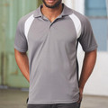 Grey CoolDry polo shirt with white shoulder panels and contrast sleeve detailing