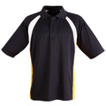 Navy+White+Gold EMU Men's Cooldry Tri Colour Contrast Polo Shirt, a quick-dry, moisture-wicking top with three contrasting colors, ideal for team uniforms or corporate sportswear.