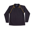 Navy+Gold SAINT Men's Cooldry Long Sleeve Contrast Polo, a quick-dry, moisture-wicking top with contrasting trim, ideal for corporate uniforms or outdoor work.