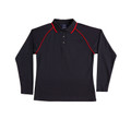 Navy+Red | Ladies CoolDry Long Sleeve Contrast Piping Polo Shirts