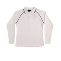 White+Navy Saint Ladies Cooldry Long Sleeve Contrast Polo Shirt, a quick-dry, moisture-wicking top ideal for corporate or active uniforms.