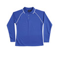 Royal+White | Womens Sports Long Sleeve Contrast Piping Polo Shirts