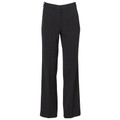 Black women's straight leg dress pants with permanent press finish and front crease detail