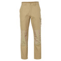 Khaki cargo work pants with reinforced Cordura knee panels and side cargo pocket