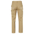 Khaki work pants with multiple cargo pockets and reinforced knee patches, rear view