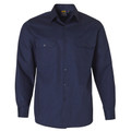 Navy | Mens Cotton Drill Long Sleeve Work Shirt 