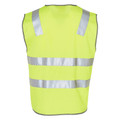 Hi-vis yellow safety vest with silver reflective tape stripes across chest and shoulders