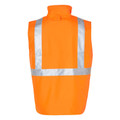 Back view of hi-vis orange sleeveless vest with silver 3M reflective tape cross and waist band