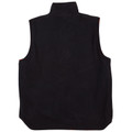 Back view of black fleece reversible vest with mock neck collar and orange contrast side panels