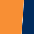 Hi-vis orange jacket with navy blue contrast panel and white reflective 3M tape trim