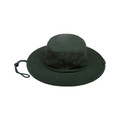 Dark olive brushed cotton surf hat with wide brim, metal eyelets and adjustable chin cord