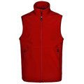 Red KINGDOM Men's Stretchy Softshell Hi-Tech Vest, a windproof and water-resistant sleeveless gilet featuring flexible performance fabric and a soft fleece lining for warmth without bulk.