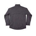Charcoal grey men's fleece-lined nylon jacket with back yoke panel and stand collar