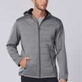 JASPER Men's Bonded Heather Quilted Jacket featuring a stylish grey heathered fabric, insulated quilted body panels for warmth, and bonded sleeves for a modern, athletic silhouette.