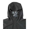 Charcoal marle waterproof jacket hood with mesh lining and black toggle drawcord adjusters