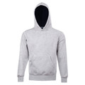 Grey marle fleece hoodie with contrast navy lining in hood and front kangaroo pocket