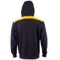 COSMIC unisex contrast fleece hoodie jumper in Navy with Gold shoulder panels and piping. Made from 320 GSM cotton-poly blend, this windproof sweater is designed for casual comfort and branding.