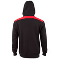 COSMIC unisex contrast fleece hoodie jumper in Black with Red shoulder panels and piping. Made from 320 GSM cotton-poly blend, this windproof sweater is designed for casual comfort and branding.