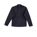 Navy bonded polar fleece jacket with full zip closure and zippered side pockets