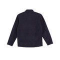 Navy bonded polar fleece jacket back view with fitted silhouette and long sleeves