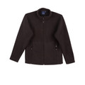 Black bonded polar fleece jacket with full zip front and zippered side pockets