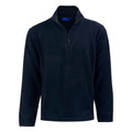 Navy polar fleece half-zip pullover with stand collar and contrast blue interior trim