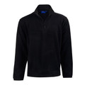 Black polar fleece pullover with half zip collar and long sleeves for kids