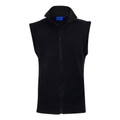 Black polar fleece vest with full front zipper and high collar for decoration