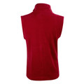 Deep red polar fleece vest with stand-up collar, back view showing smooth solid construction