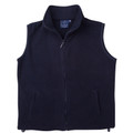 Navy polar fleece vest with full zip front and two side pockets