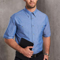 Mens Wrinkle Free Chambray Short Sleeve Shirt
