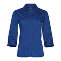 A plain royal ladies' 3/4 sleeve shirt featuring wrinkle resistance, stain-release Teflon fabric, and a breathable 120gsm polyester-cotton blend. Ideal for corporate or hospitality uniform.