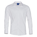 White Plain EXPERT men's long-sleeve corporate shirt with wrinkle resistance and stain-release Teflon finish, ideal for breathable business, hospitality, or uniform wear.