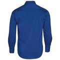 Royal blue long sleeve business shirt with wrinkle-resistant finish, rear view showing smooth back panel and button cuffs