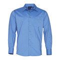 Mid Blue Plain EXPERT men's long-sleeve corporate shirt with wrinkle resistance and stain-release Teflon finish, ideal for breathable business, hospitality, or uniform wear.