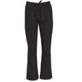 Black chef pants with elasticated drawstring waist and bootcut legs
